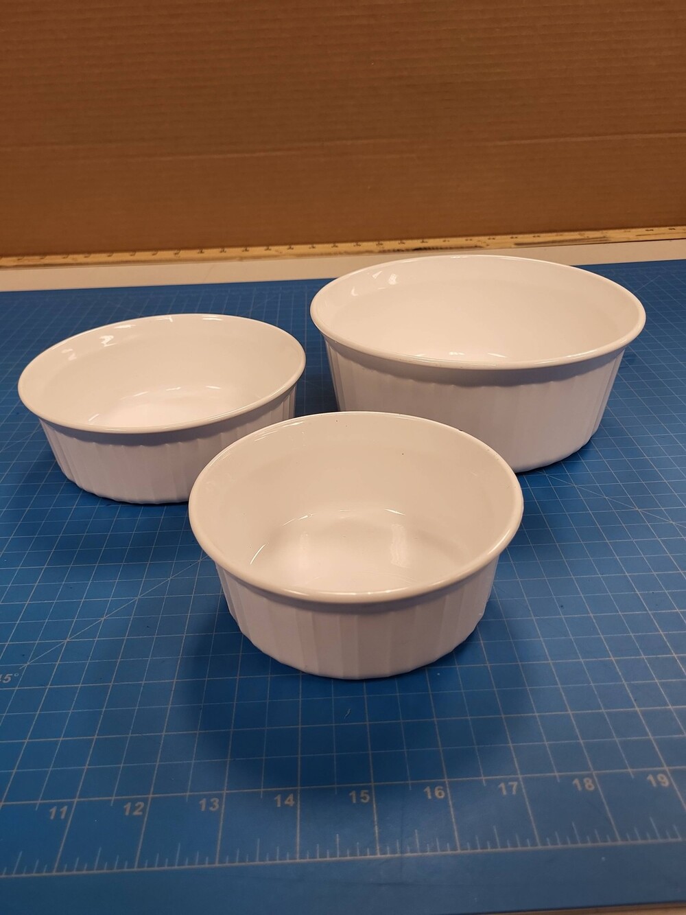 Corning Ware French White Ramekins Set 3 F-24-B F-16-B Oven Safe Bakeware USA